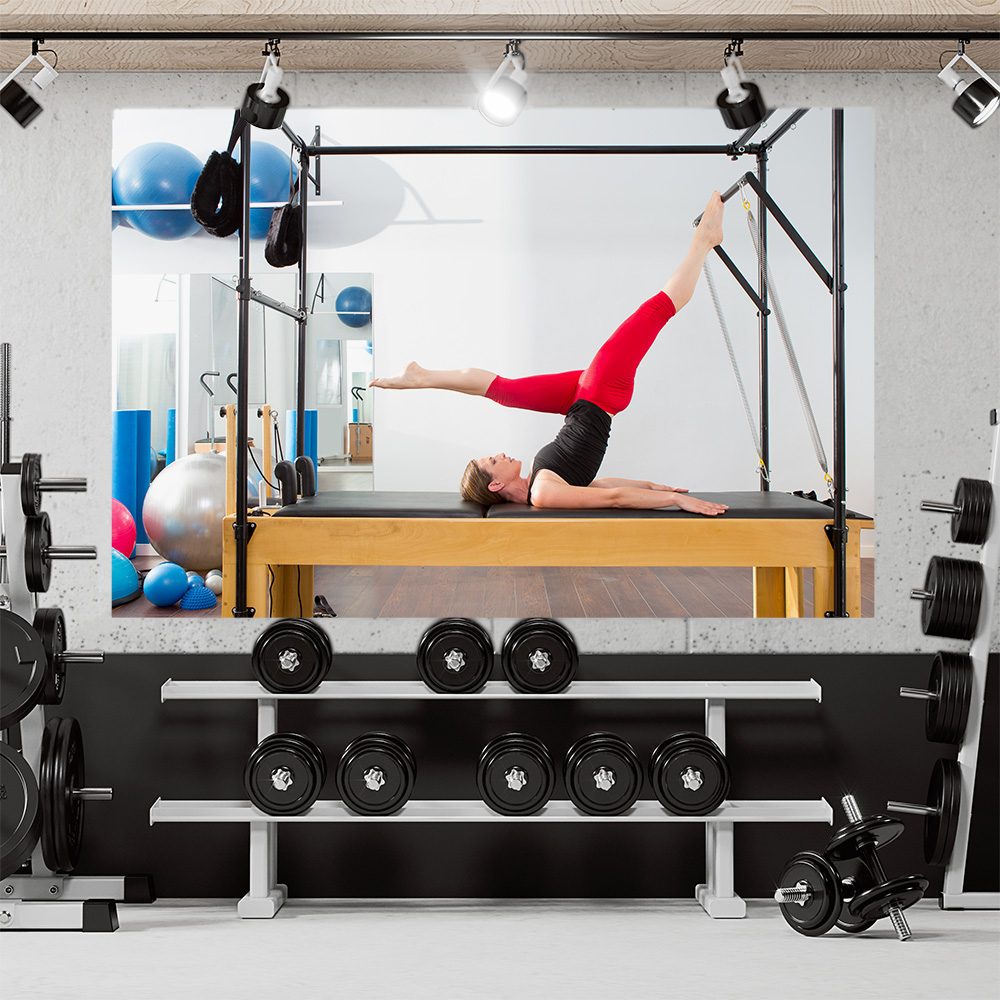 Adesivo de Parede Estúdio de Pilates Yoga Fitness Alongamento Buda Academia Painel Sala