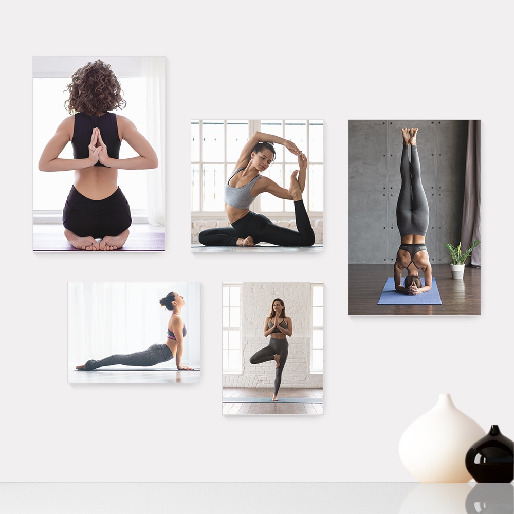 Kit 5 Quadros Decorativos Placas - Yoga - Relaxamento - Meditação Casa Quarto Sala - 179ktpl5