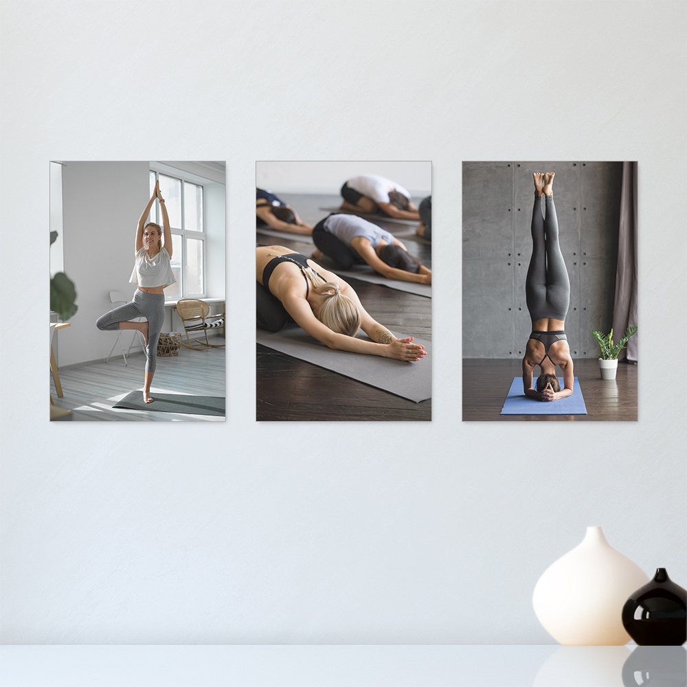 Kit 3 Quadros Decorativos Estúdio de Yoga Yoga Sala Placas Decorativas - 0037ktpl