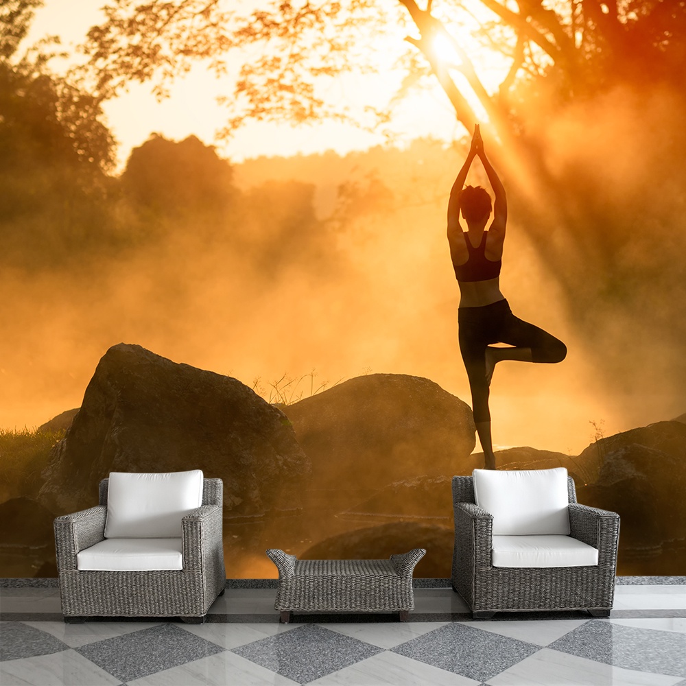 Papel de Parede Yoga Pilates Exercício Saúde Sala Painel - 278pc