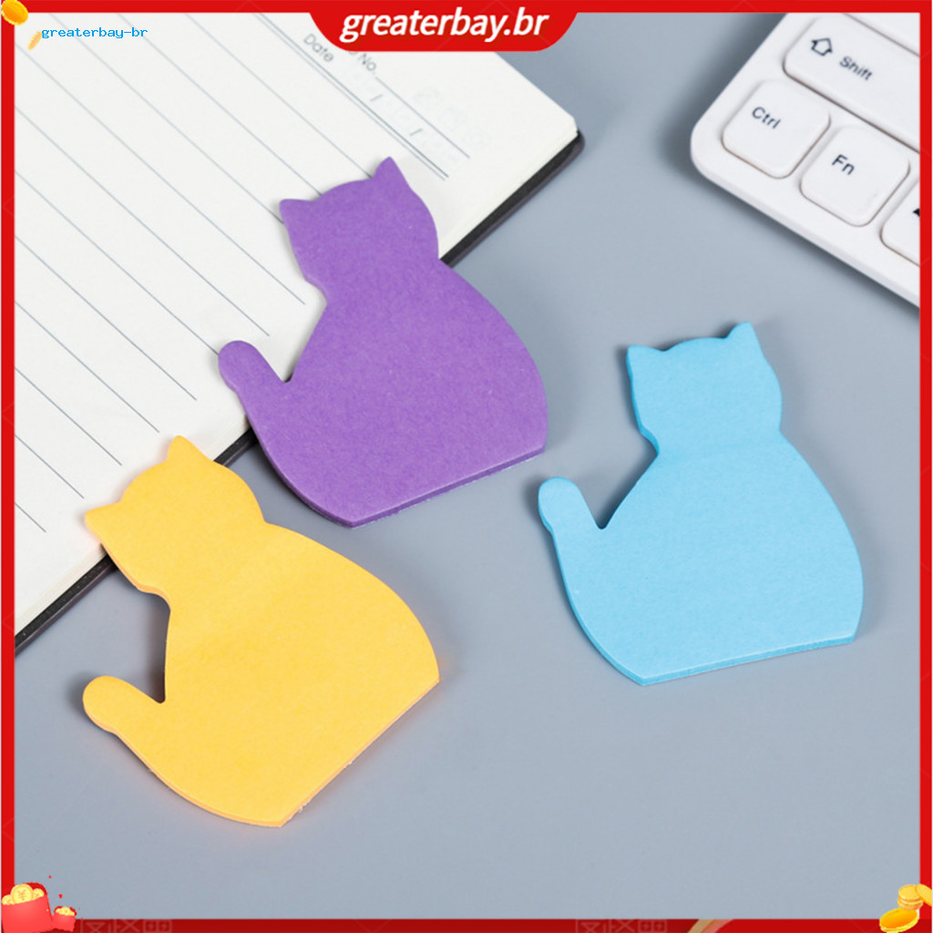2pcs Cute Cat Shaped Sticky Notes Colorful Macaron Memo Pads Portable Adhesive Note Tabs for Office School and Home Use