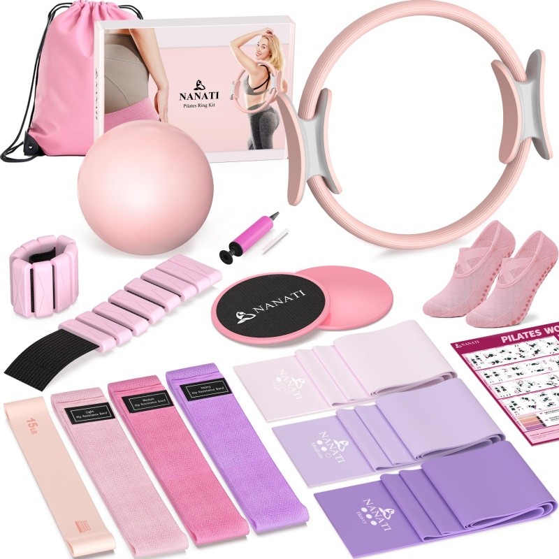 Kit 19 Peças Pilates Treino Em Casa Bandas Acessórios Portátil De Equipamento for Starter Home Workouts