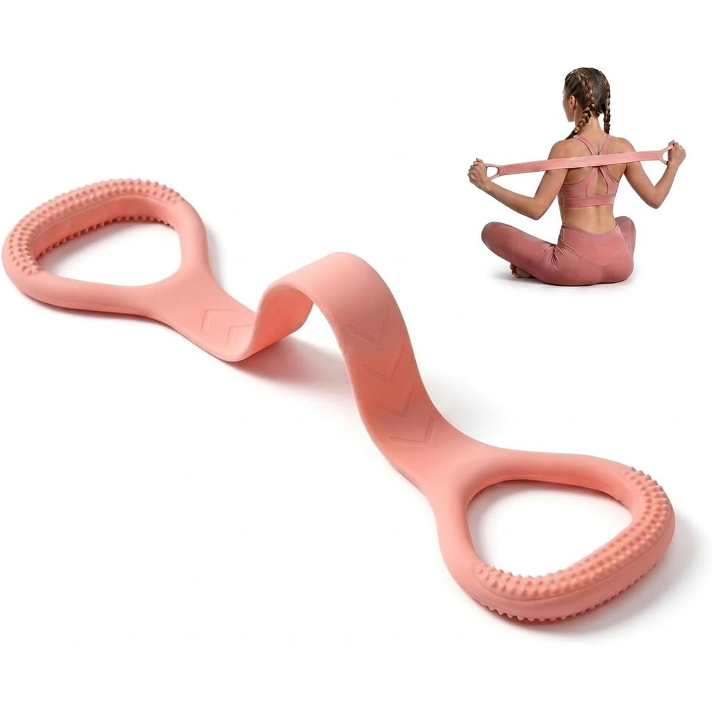 Figure 8 Resistance Bands with Handles, Silicone Exercise Bands for Yoga Pilates Stretching, Portable Home Workout Equip