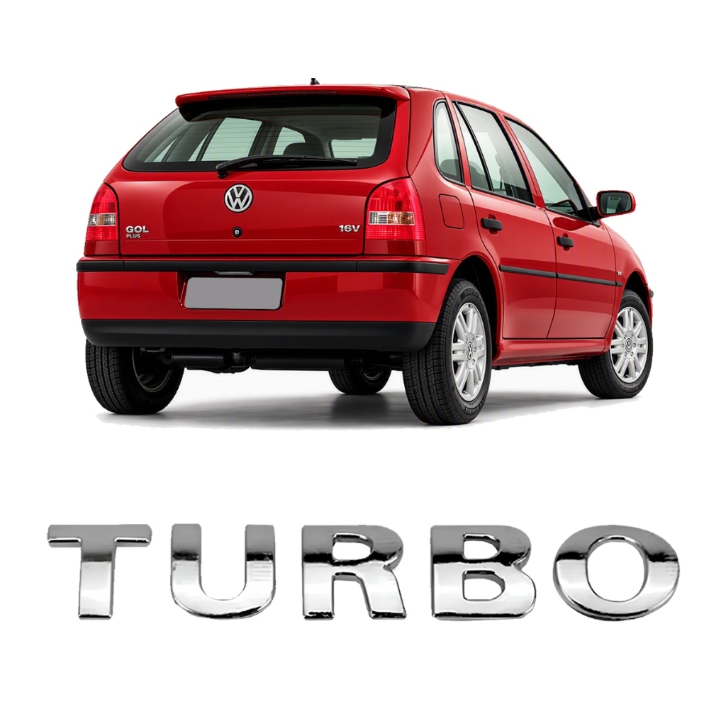 Emblema Letreiro Turbo Gol Parati Saveiro G3 2000 a 2005 Cromado Mini