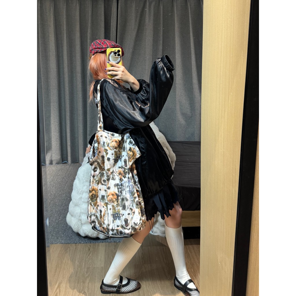YMBHZ novo estilo filhote de cachorro Retro impressão High-End sentimento dobrável saco feminino Cross-corpo grande capa