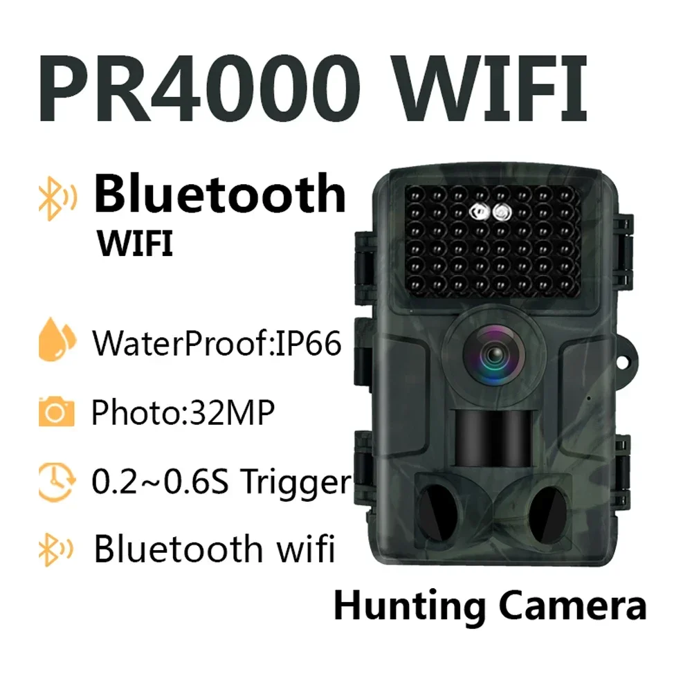1Pcs Waterproof IP66 Camera For Home Security Home Or Wide Surveillance 32MP Bluetooth WiFi Infrared Night Vision 0.2S Trigger