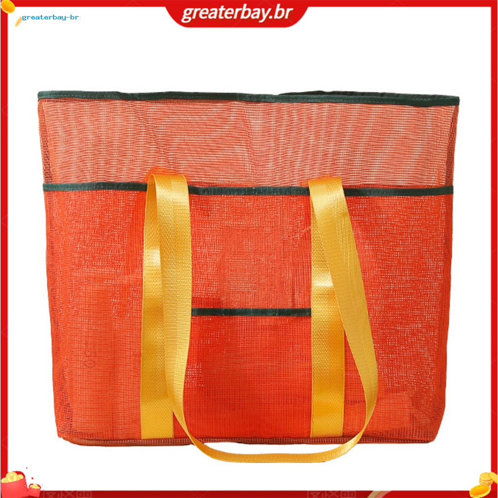 Capacity Beach Mesh Tote Bag with Reinforced Bottom – Foldable Travel for Wet Swimsuits Outdoor Use Durable and Lightw