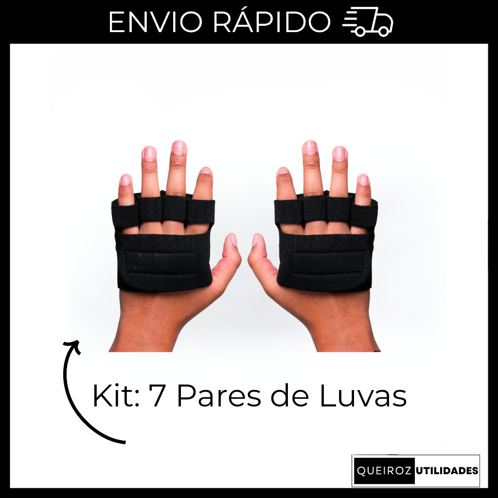 Desconto Kit - Luvas Caleira De Academia Para Musculação - 7 Pares De Luvas Treino Crossfit Fitness Bike Dedeira
