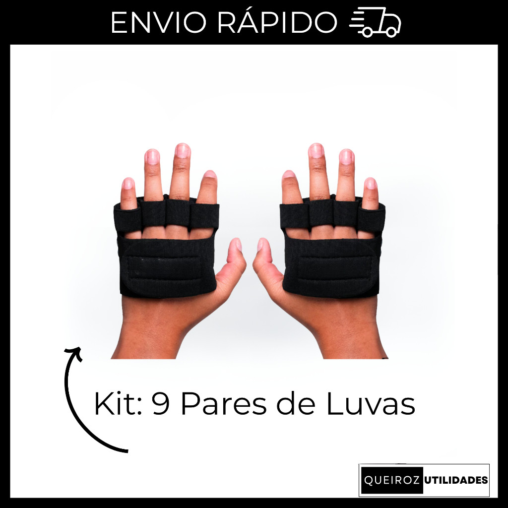 Desconto Kit - Luvas Caleira De Academia Para Musculação - 9 Pares De Luvas Treino Crossfit Fitness Bike Dedeira