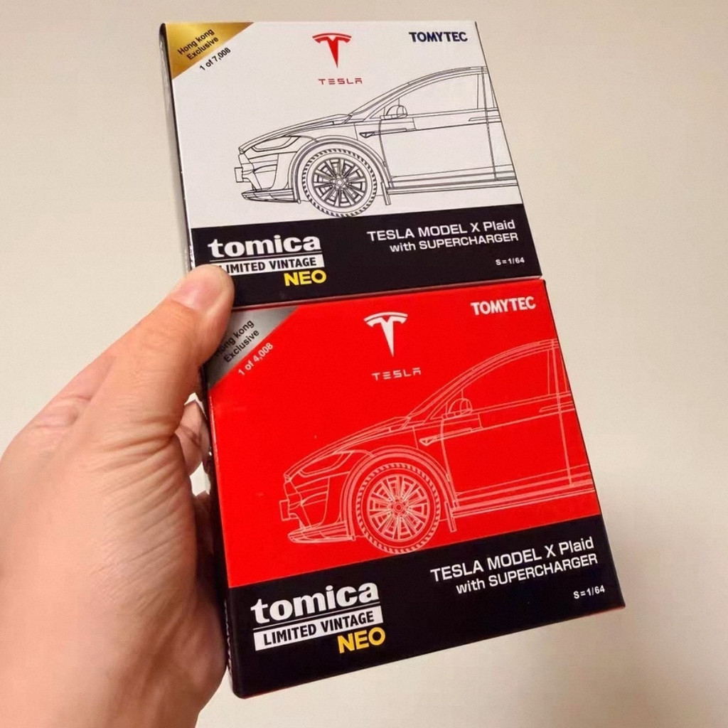 Coleção de estoque pronto limitada TLV Hong Kong Limited tesla tesla modelx brinquedo modelo de carro em liga vermelha e