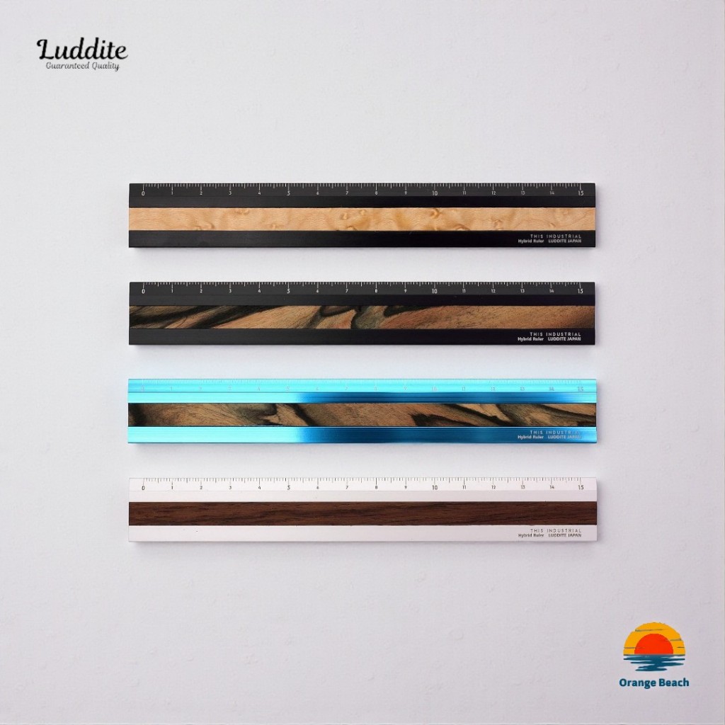 LUDDITE Hybrid Ruler Fine Wood/THIS INDUSTRIAL/Metal+Madeira/4 Variacoes/LDTI-HRW/Japao