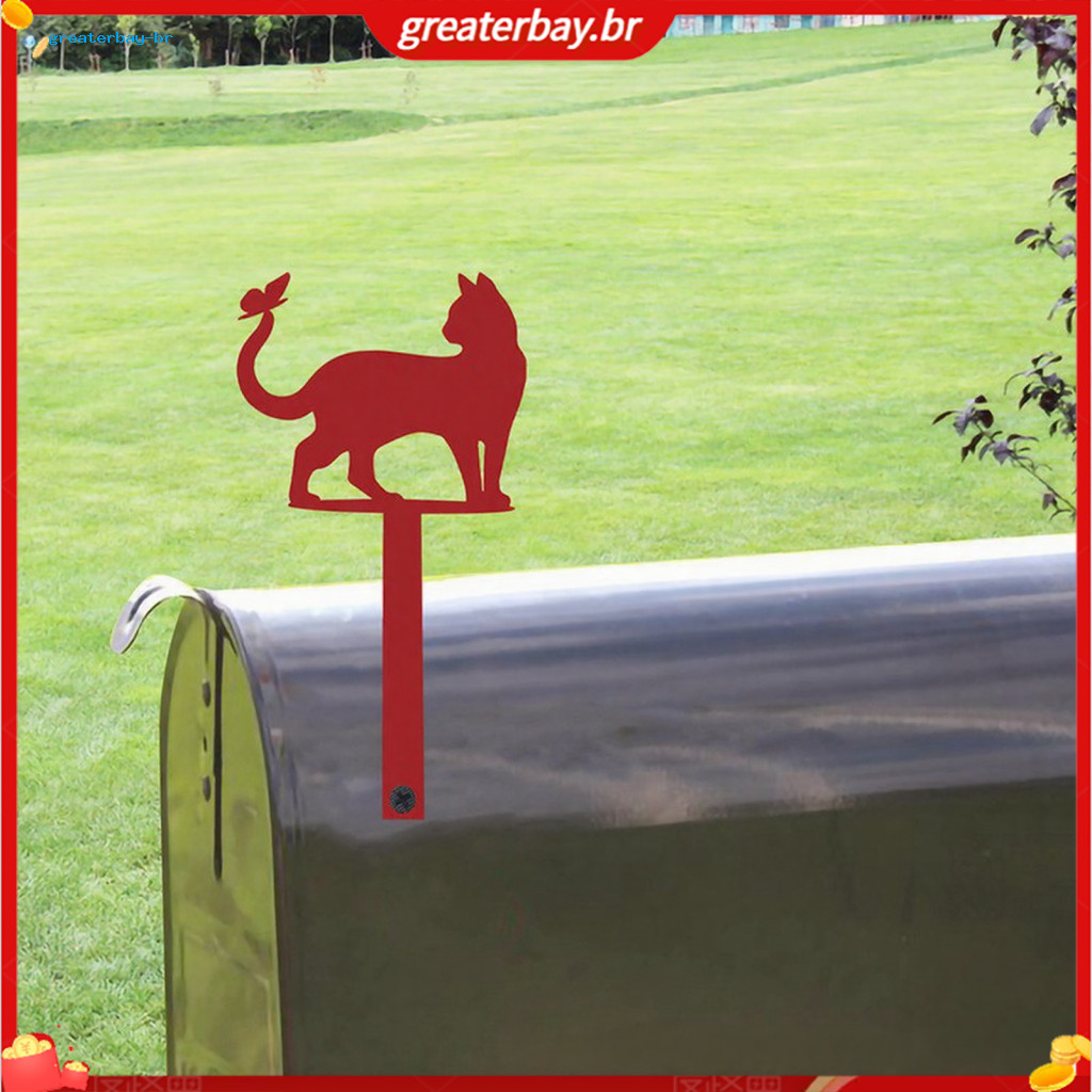 Yard Iron Sign with Fixed Holes – Metal Cat Butterfly Outdoor Mailbox Decoration for Wood Leather Mailboxes Durable Ga