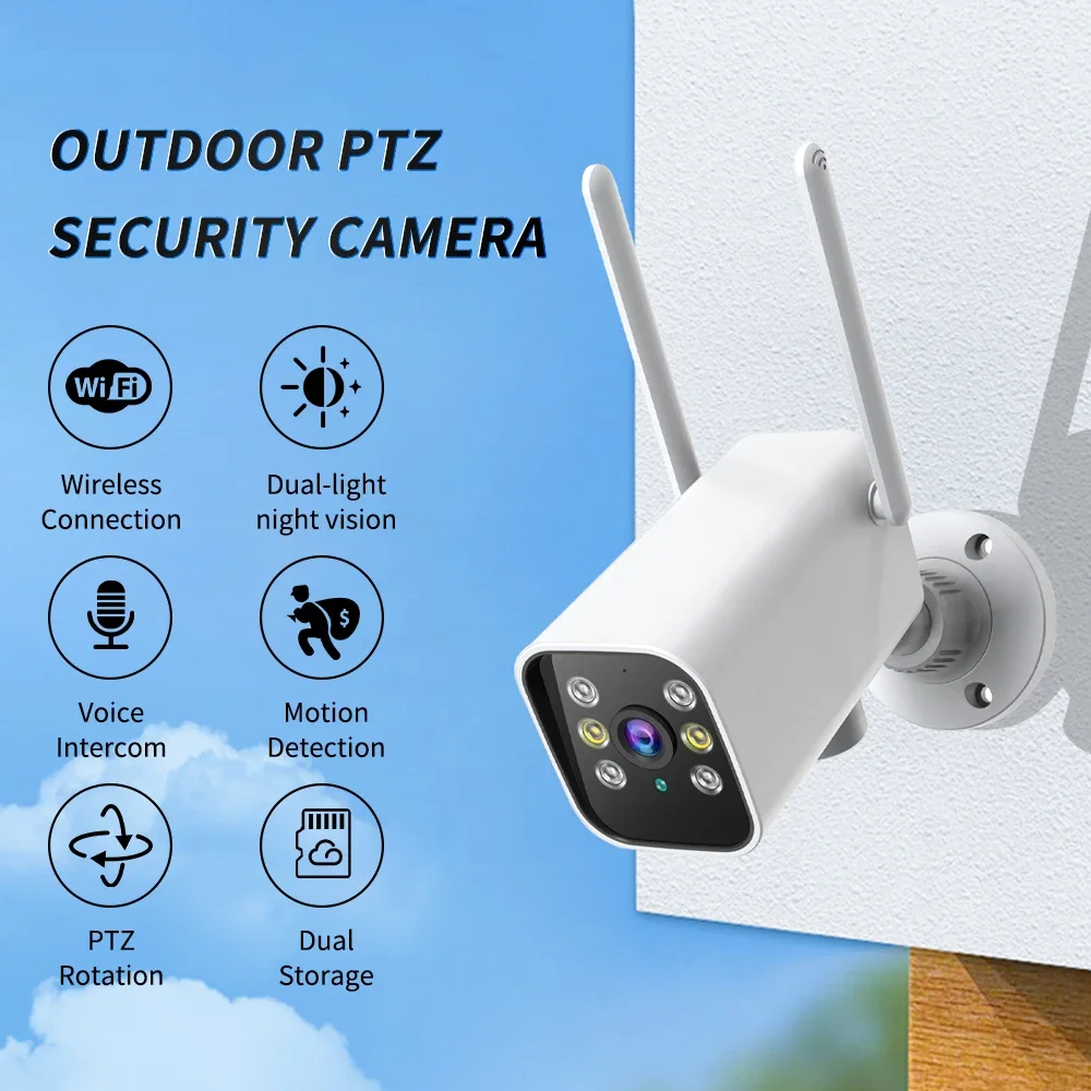 2.4G&5G Wif PTZ IP Camera Outdoor H.265 Surveillance Camera Auto Tracking Audio 2MP Bullet Camera Home Security Protection O-KAN
