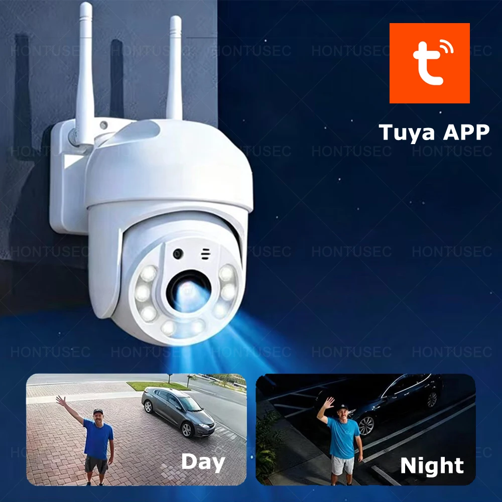 5MP Tuya WiFi Camera Outdoor Waterproof Home Ai Auto Tracking Smart Life Color Night Vision Security Surveillance Camera