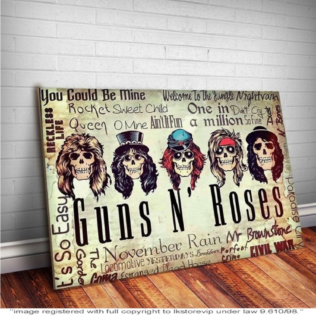 Quadro placa decorativa Guns N' Roses 60x40 rock Alta Qualidade 4k