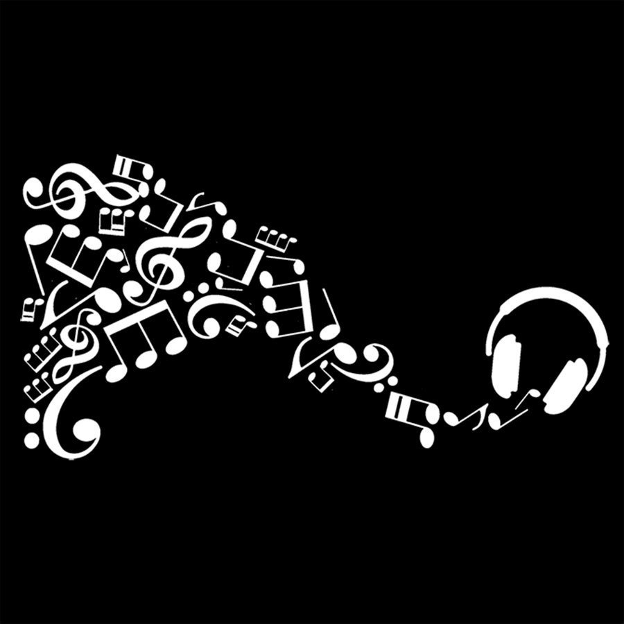 Adesivo De Parede 52x100cm - Notas Musicais Do Fone Música