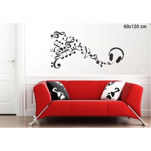Adesivo De Parede Música Fone Notas Musicais