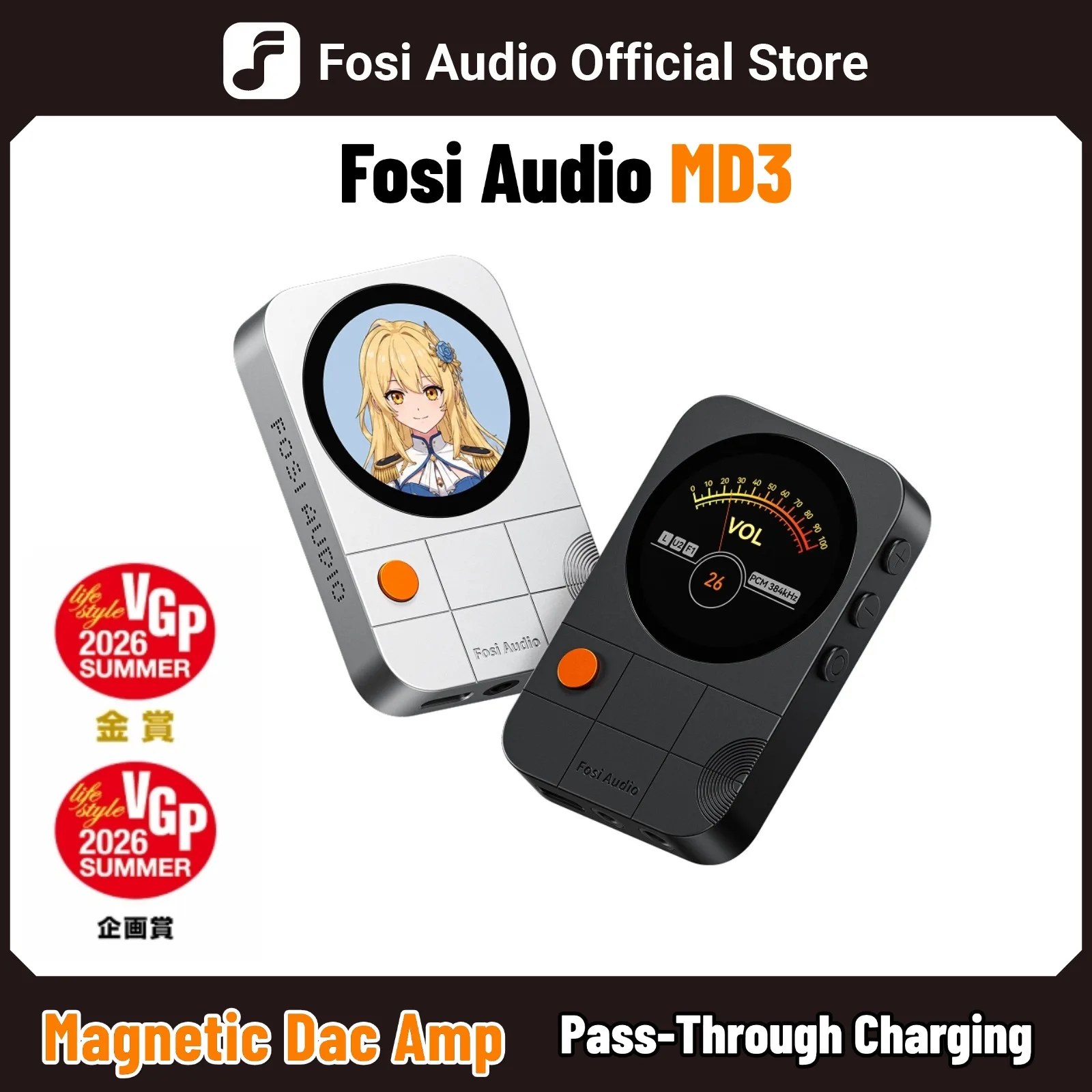 Fosi Audio MD3 Magnetic Headphone Dac Amp with LCD Screen ES9039Q2M Chip Portable Hifi Headphone Amplifier for iPhone Android