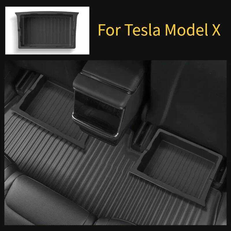 Assento Para Tesla Modelo X 2025 Assentos Gaveta TPE Caixa De Armazenamento Escondida Push Pull ModelX Acessórios Interi