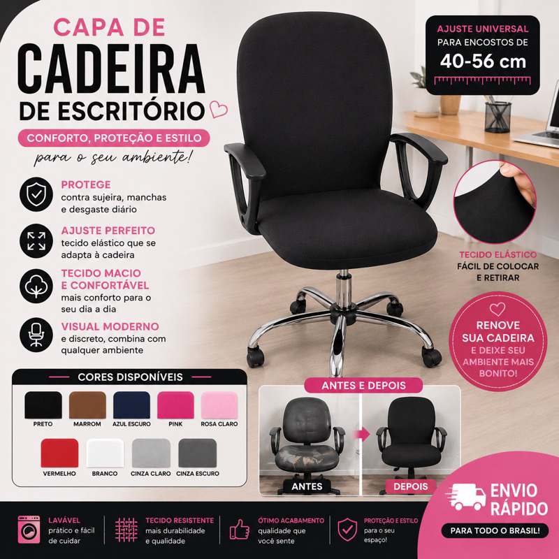 Capa para Cadeira de Escritório  – Ajuste Universal