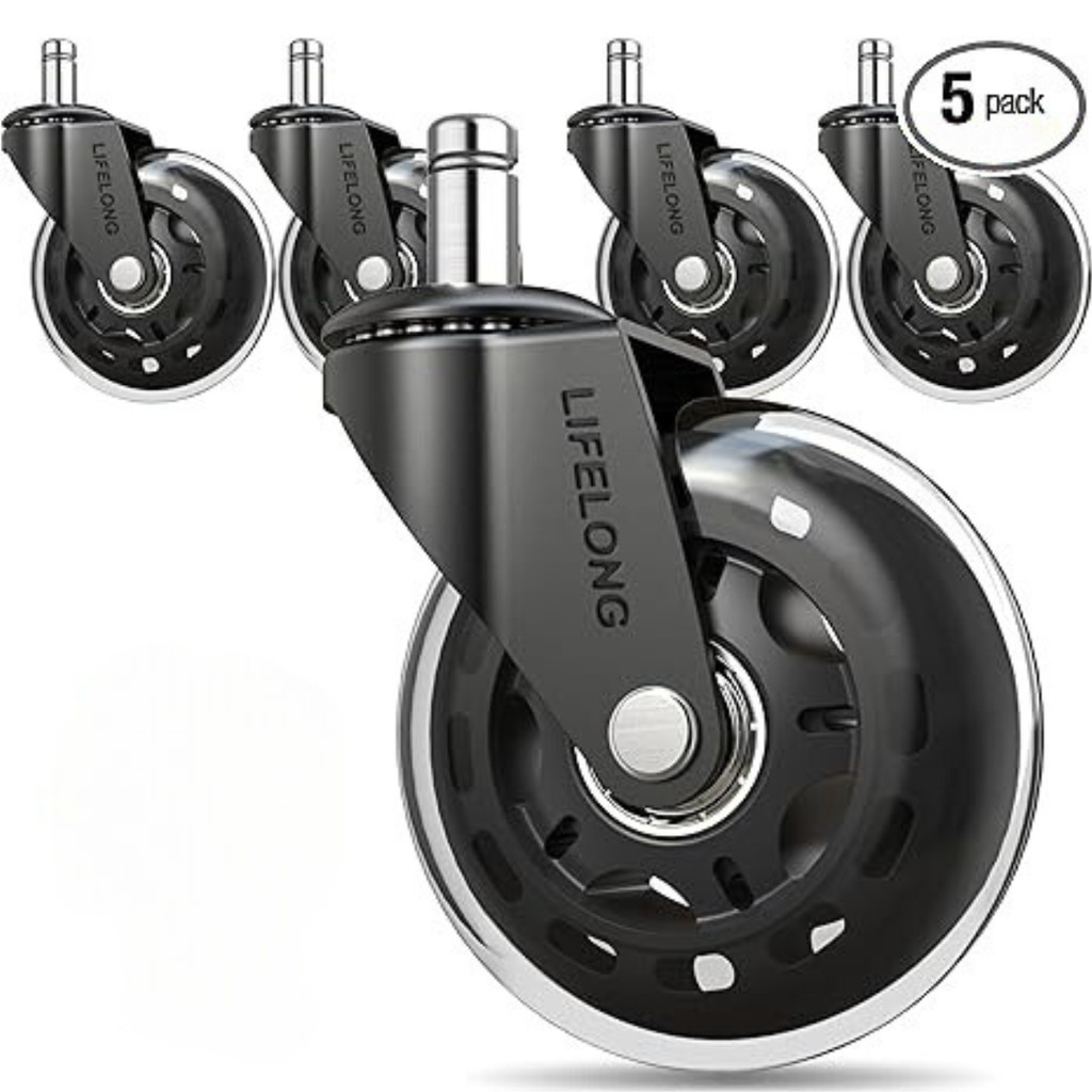 Kit 5 Rodas Para Cadeira De Escritório pino 11mm anti risco universal