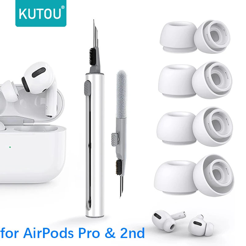 KUTOU Liquid Silicone Ear Tips 4 Pairs for Airpods Pro and Airpods Pro 2nd Generation Noise Reduction Pad Earplugs Ear Caps