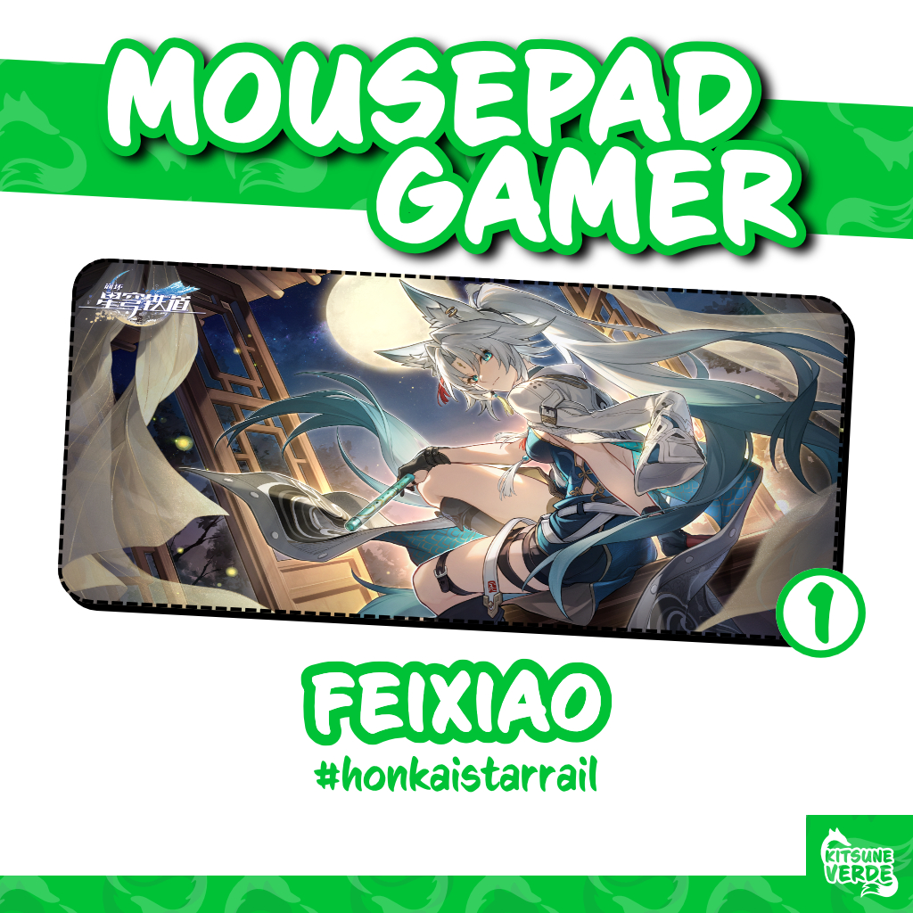Mouse Pad Gamer - Feixiao - Honkai Star Rail - 90x40 - 80x40 - 70x30 - 60x40 - 40x45 cm