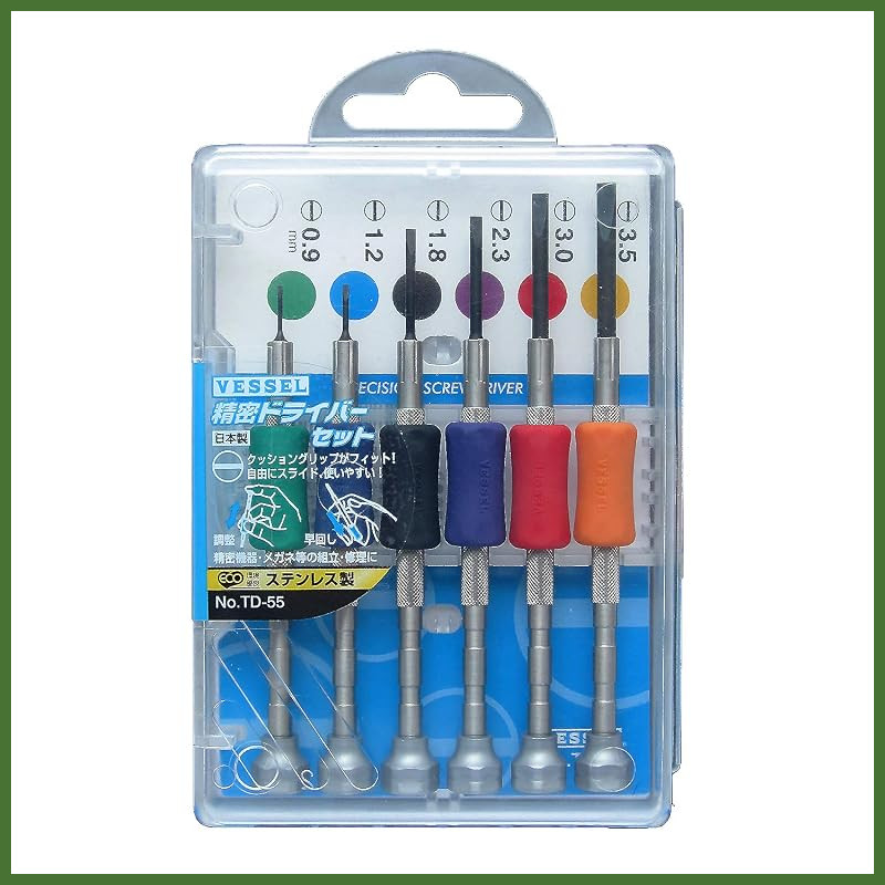 VESSEL Precision Slotted Screwdriver Set 6 pcs TD-55