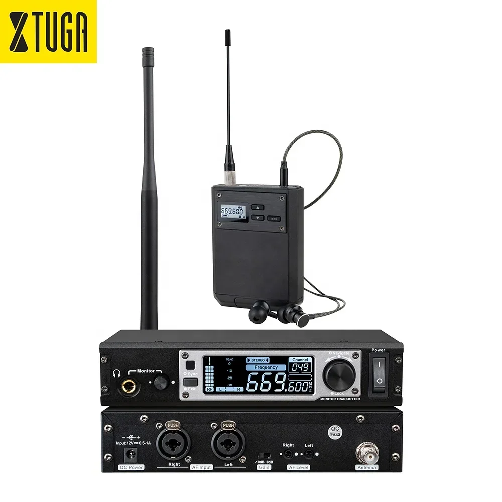 Xtuga IEM720 Professional UHF in-Ear System Metal Wireless Stereo Earbuds