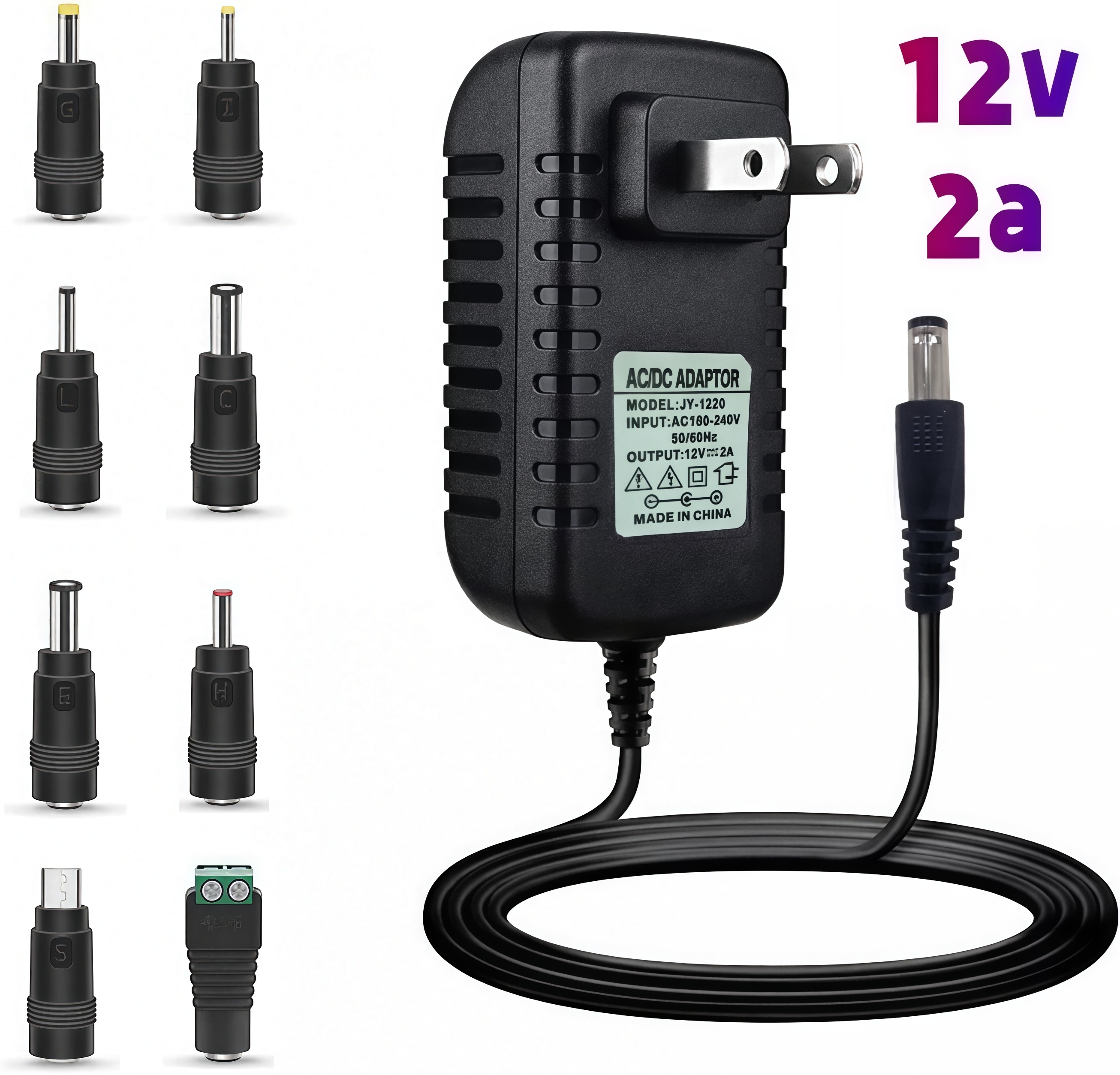 12V 2A Adaptador De Fonte De Alimentação Carregador Cabo De Substituição AC 100V A 240V DC 1.5A 1A Conversor