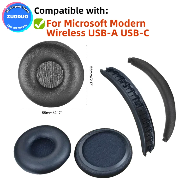 Earphone Ear Pads For Microsoft Modern Wireless USB-A USB-C Earpads Sponge Soft Foam Cushion Replacement Headphones Accessories