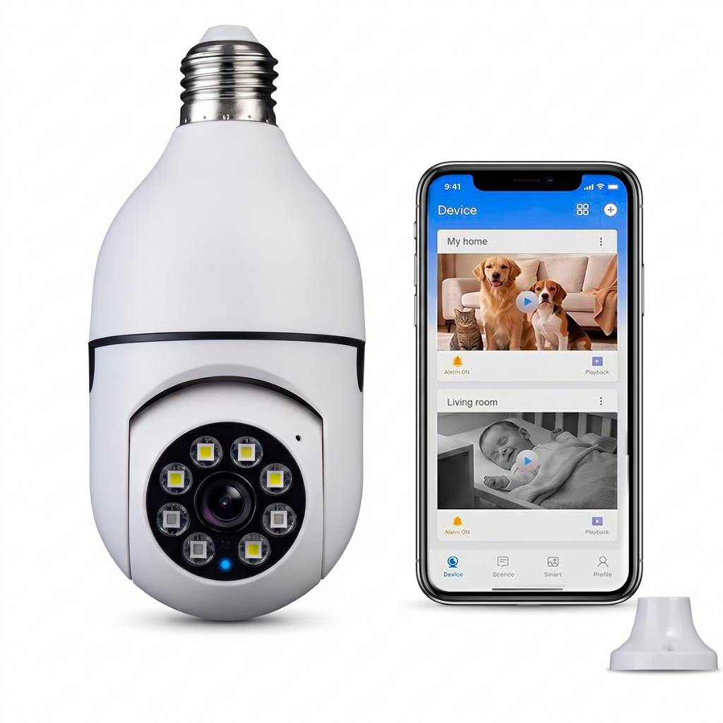 Câmera Wi-fi Ip Lâmpada Smart Full Hd Visão Noturna