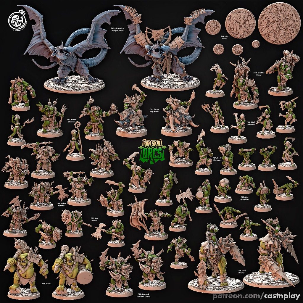 Miniaturas Rpg Cast n' Play Novembro 2023 Iron Skull Orcs