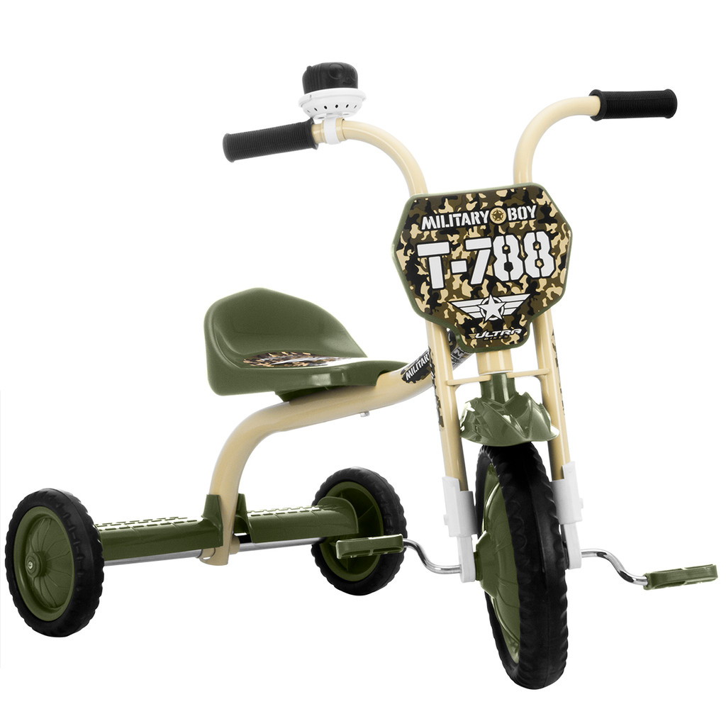 Triciclo Infantil Kids Menino Menina Criança Ultra Bikes Military 3 Rodas Milita Buzina Number Plate