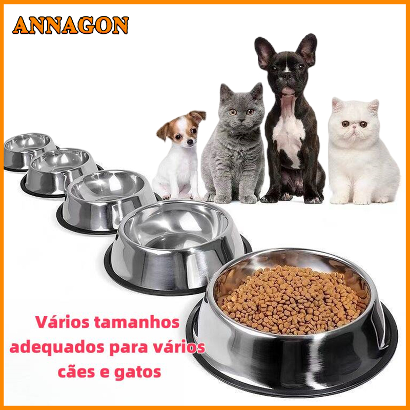 Non-Slip Stainless Steel Feeder and Drinker for Dogs and Cats - Sturdy and Durable Pet Lunch Bowl
