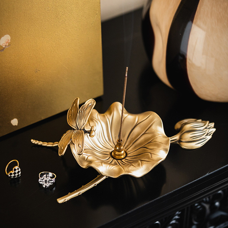 Queimador de incenso de fio de latão 10356 / Light Luxury Lotus Pond Moonlight 23 * 14 + 390 / Entrada da sala de estar