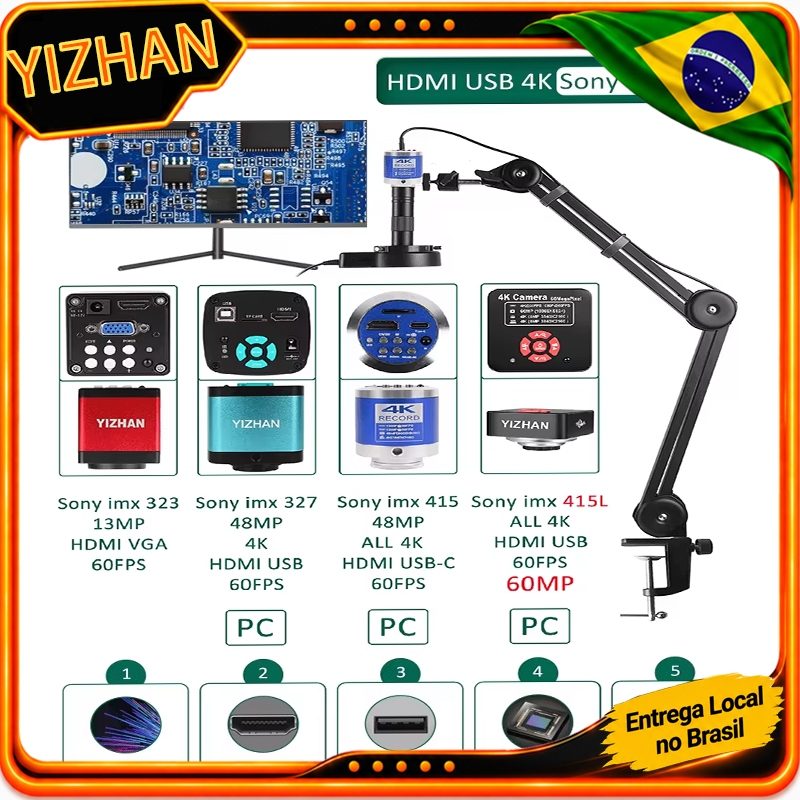 【Frete grátis】YIZHAN Microscópio de vídeo industrial 48mp 1080p hdmi type-c câmera zoom 150x Lente Atualizada Suporte Re