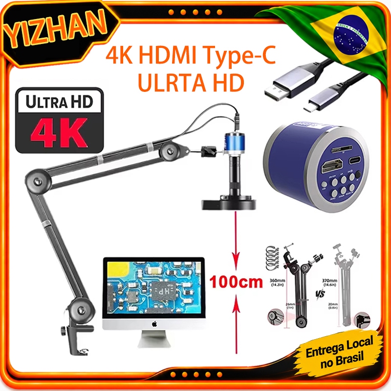 Microscópio Digital YIZHAN , Câmera De Microscópios De Vídeo Industrial HDMI Tipo C/USB De 48MP 4K 1080P , Lente De Mont