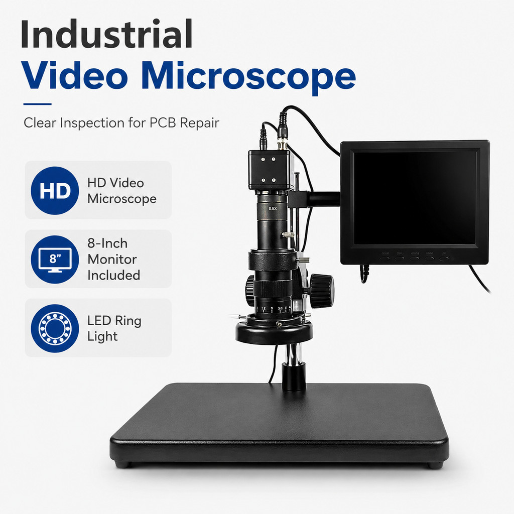 Kailiwei 30-300X Microscópio De Vídeo Industrial 8in Monitor LED Para Reparo De PCB