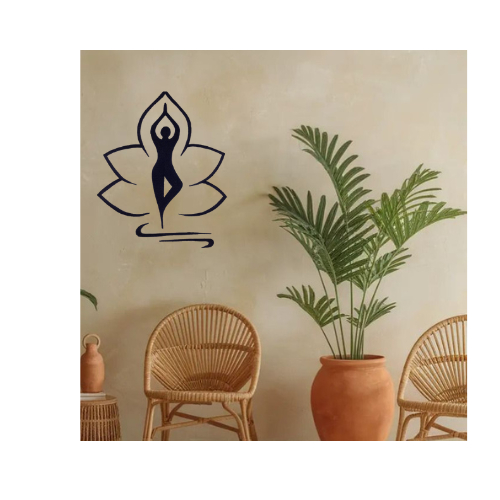 Adesivo de Parede Yoga Decorativo Fitness Academia Pilates Meditação Bem-Estar Decoração Quarto Sala Estúdio