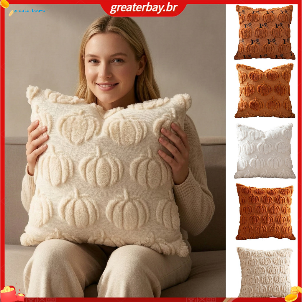 Fall Pumpkin Cushion Cover 18x18 Inch Plush Throw Pillow Case Cozy Farmhouse Style Sofa Couch Decor for Home Autumn Holi