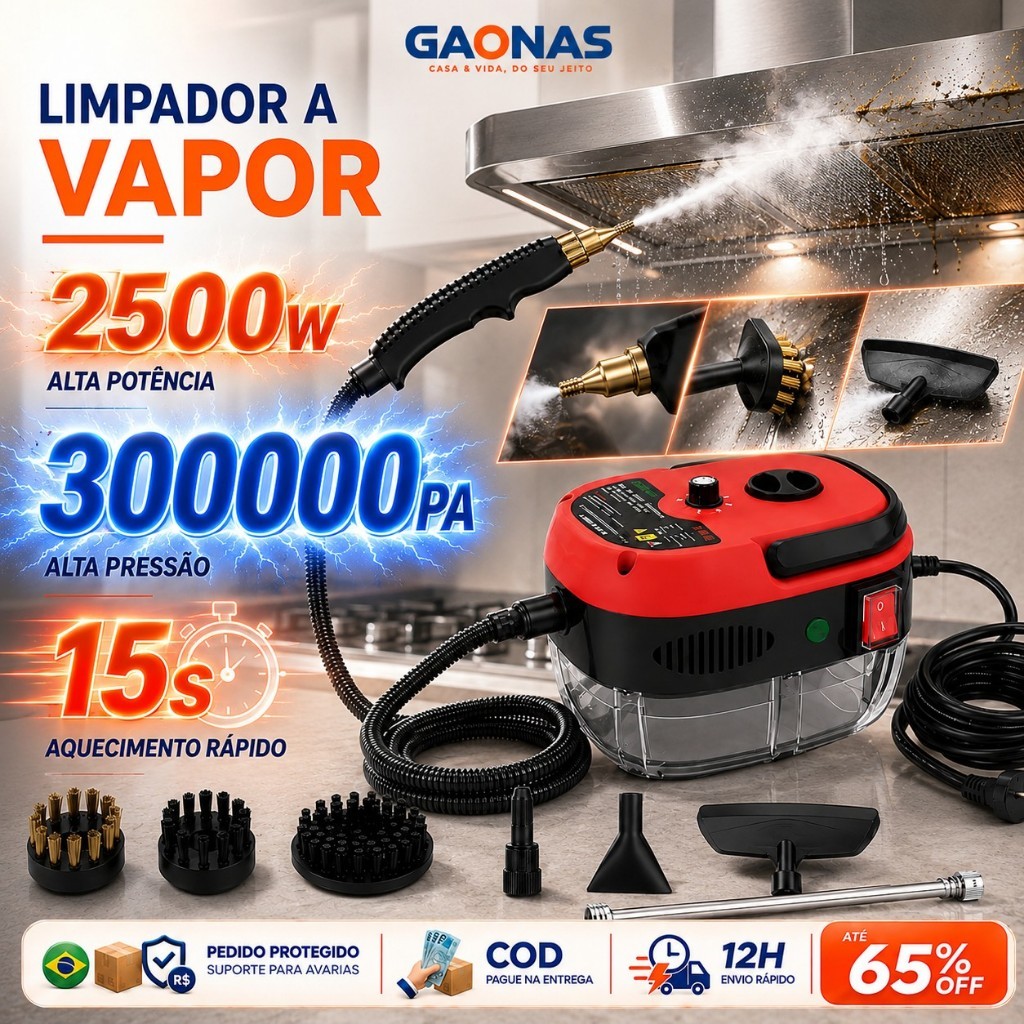 GN-Steam Cleaner Limpeza a vapor 2500W 300000Pa 105°C Alta Pressão 110V/220V Cozinha Banheiro Carro