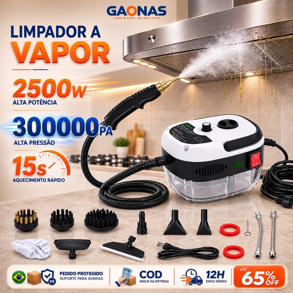 GN-Steam Cleaner Limpeza a vapor 2500W 300000Pa Alta Pressão 110V/220V para Limpeza Profunda de Casa Cozinha e Carro