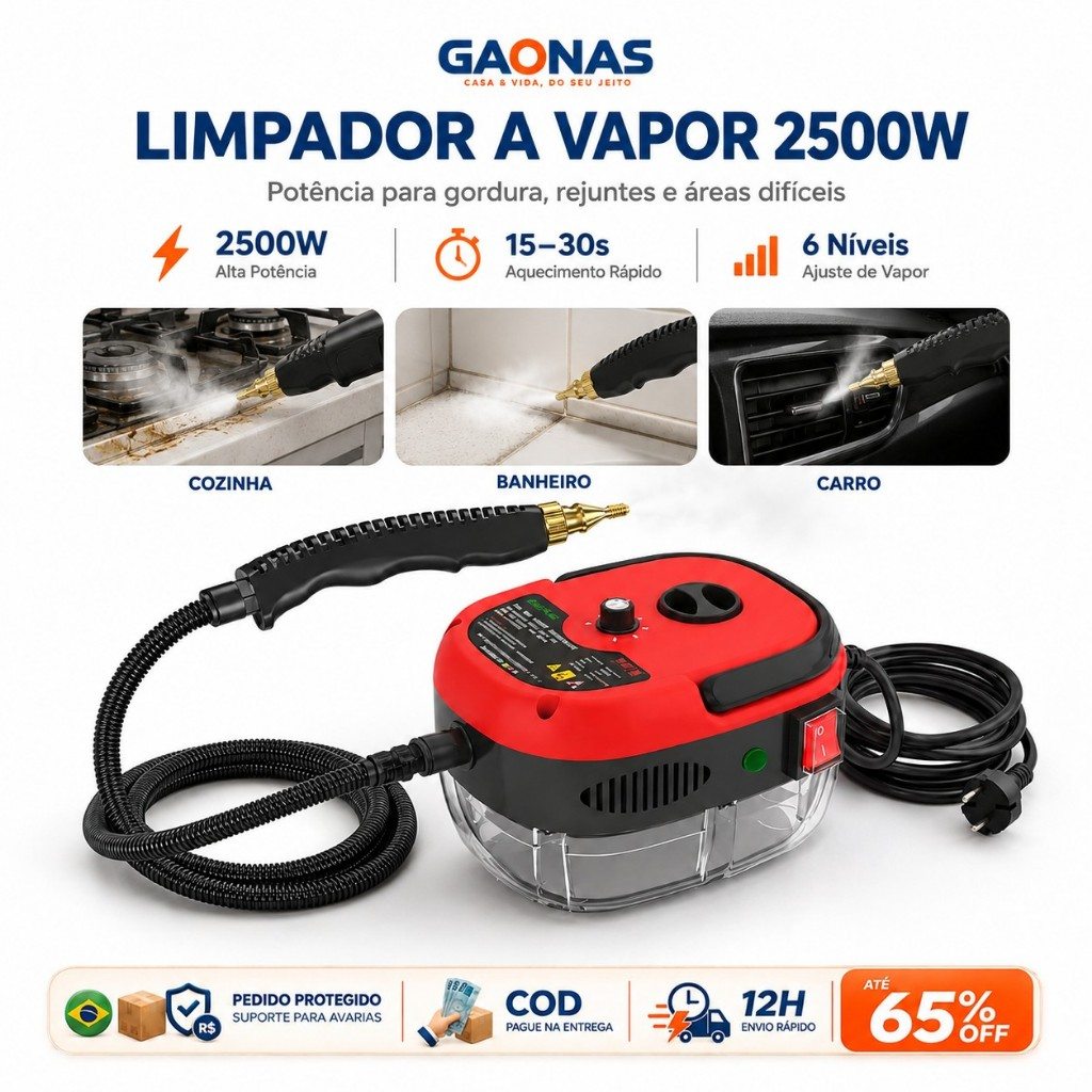 GN-Steam Cleaner Limpeza a vapor 2500W 300000Pa Alta Pressão Multiuso para Gordura Fogão Coifa Vidros Banheiro e Carro