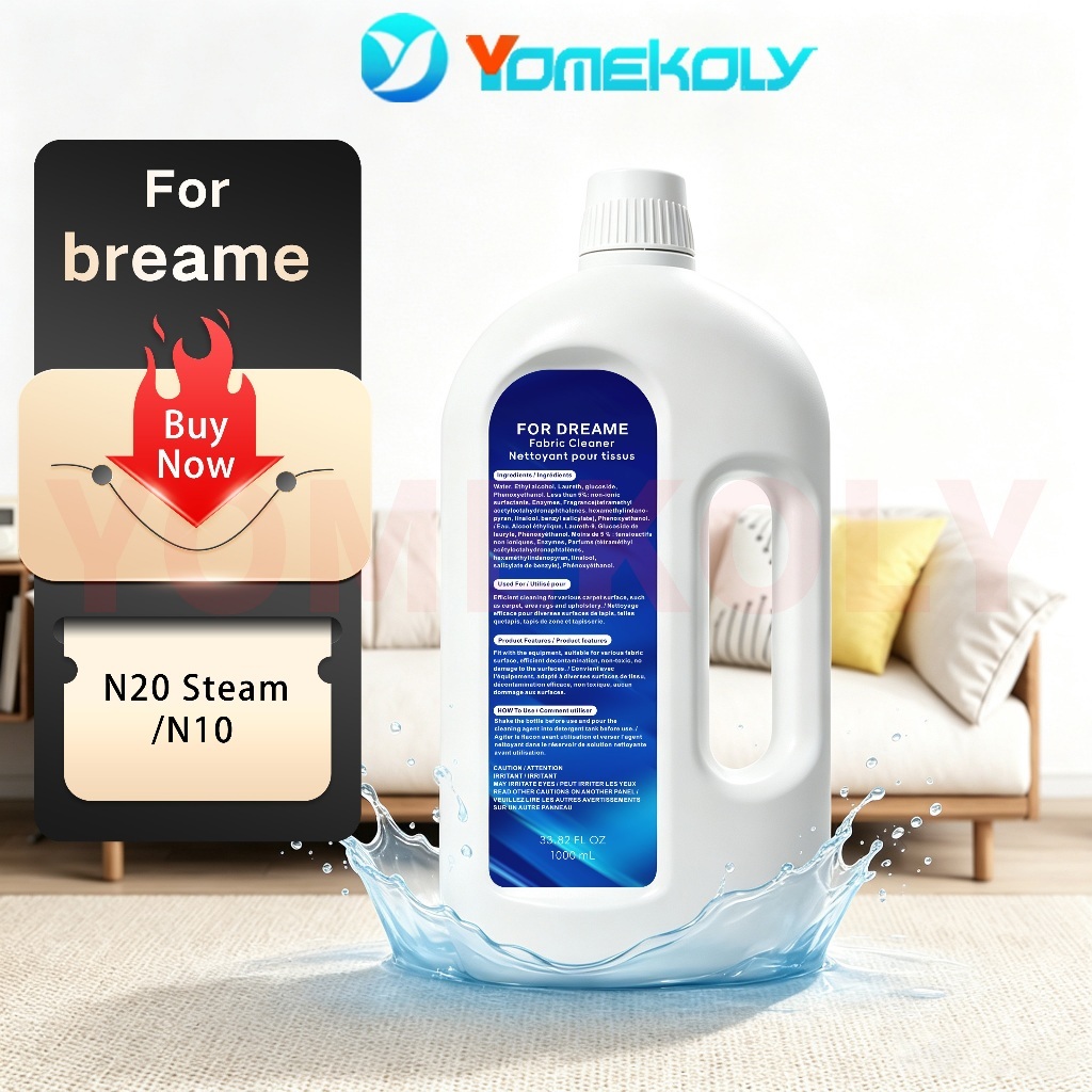 > Para Solução De Limpeza De Tecidos Dreame N20 Steam/N10 , Líquido Carpetes YOMEKOLY 1000ml , Removedor Profundo De Man