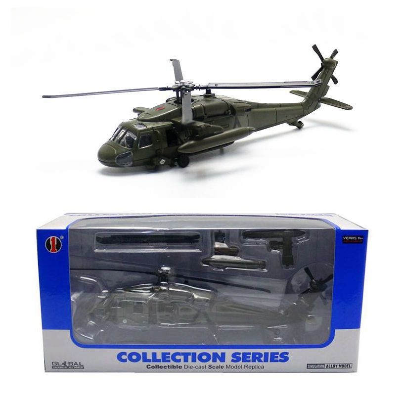 Modelo de brinquedo de liga 1: 64 Black Hawk Helicopter Fire Rescue Fighter Avião Som Luz Caixa de presente
