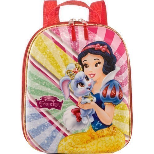 Mochila Infantil Branca Neve P Vermelha 27x9x20cm EVA Poliéster MAX TOY