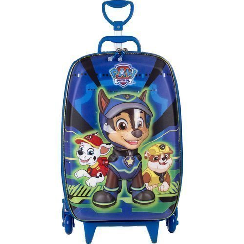 Mala Infantil Patrulha Canina 3D Rodinhas Azul 20 Litros MAX TOY