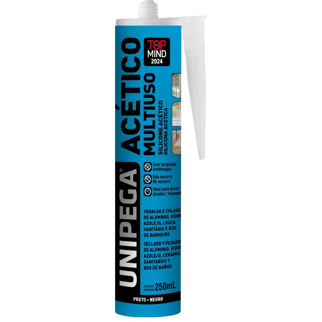 Silicone Unipega Acético Multiuso Preto - 250ml