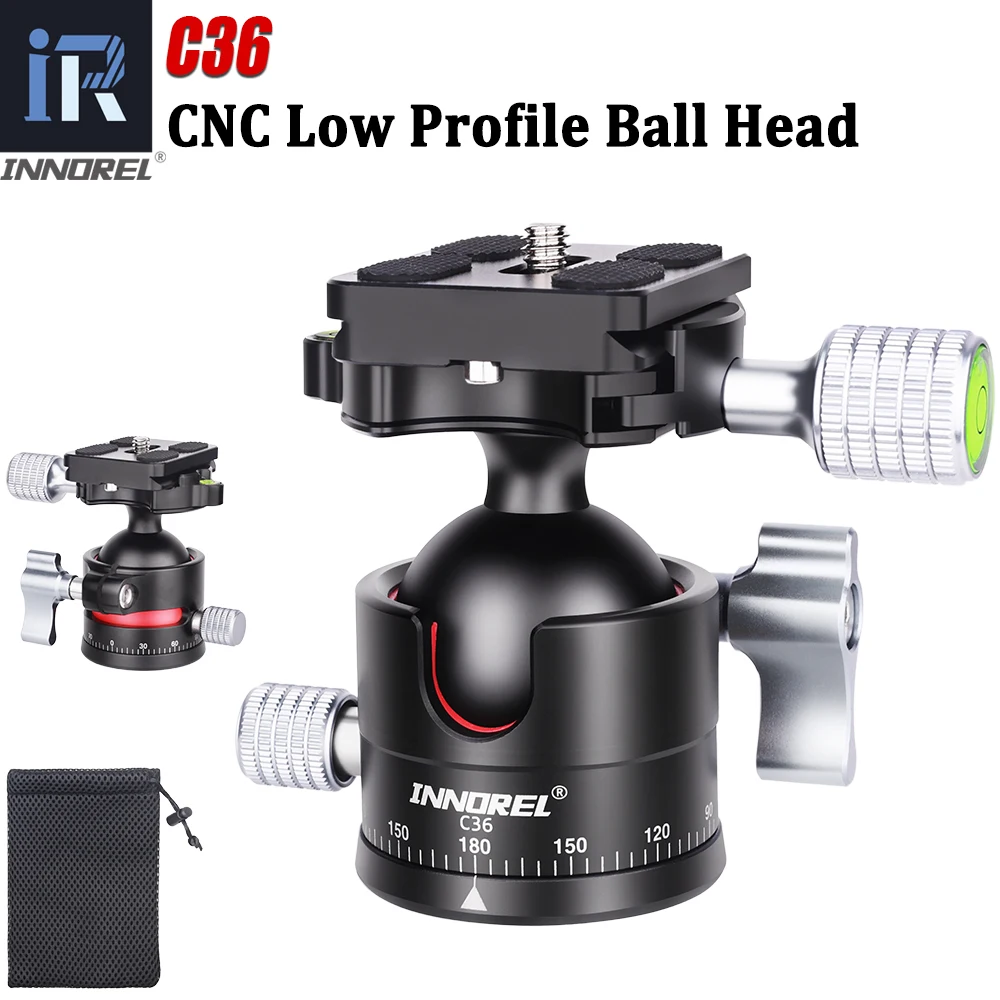 INNOREL C36 Low Profile Ball Head 360° Panoramic Camera Tripod Head Dia 36mm for Monopod,DSLR Cameras,Camcorder Load 16kg